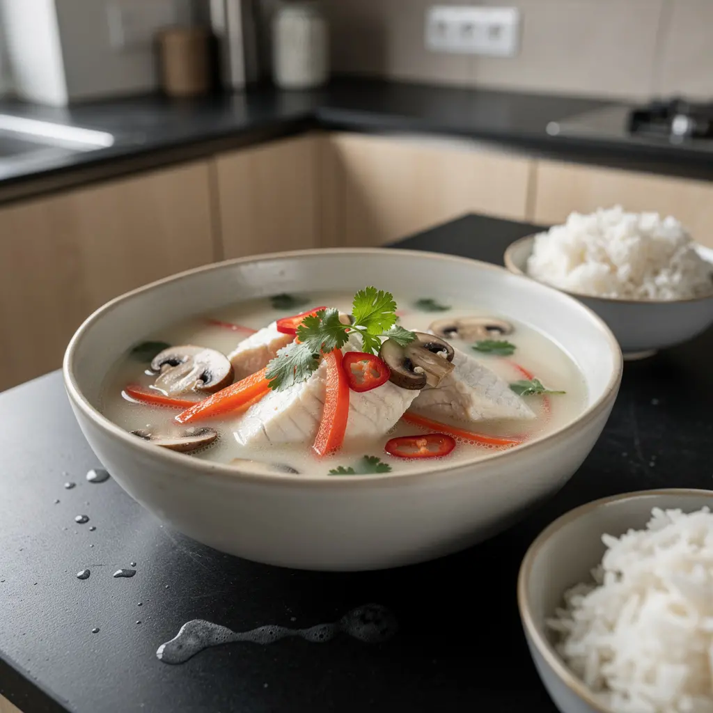 Tajska zupa rybna z mlekiem kokosowym i limonką