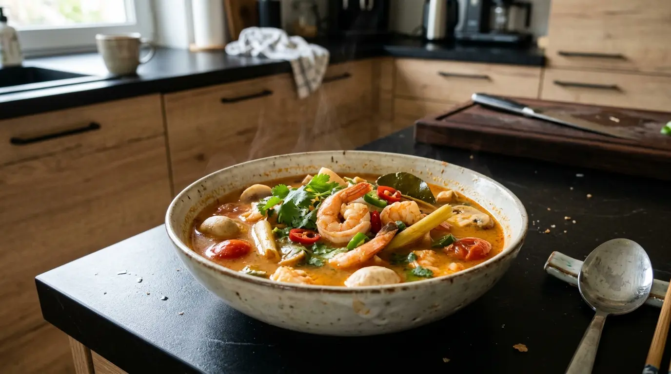 Tajska zupa Tom Yum z krewetkami w wersji domowej