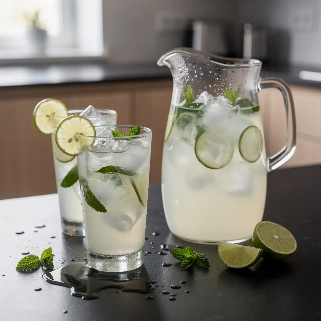 Tajski chłodny napój z limonki, mięty i trawy cytrynowej