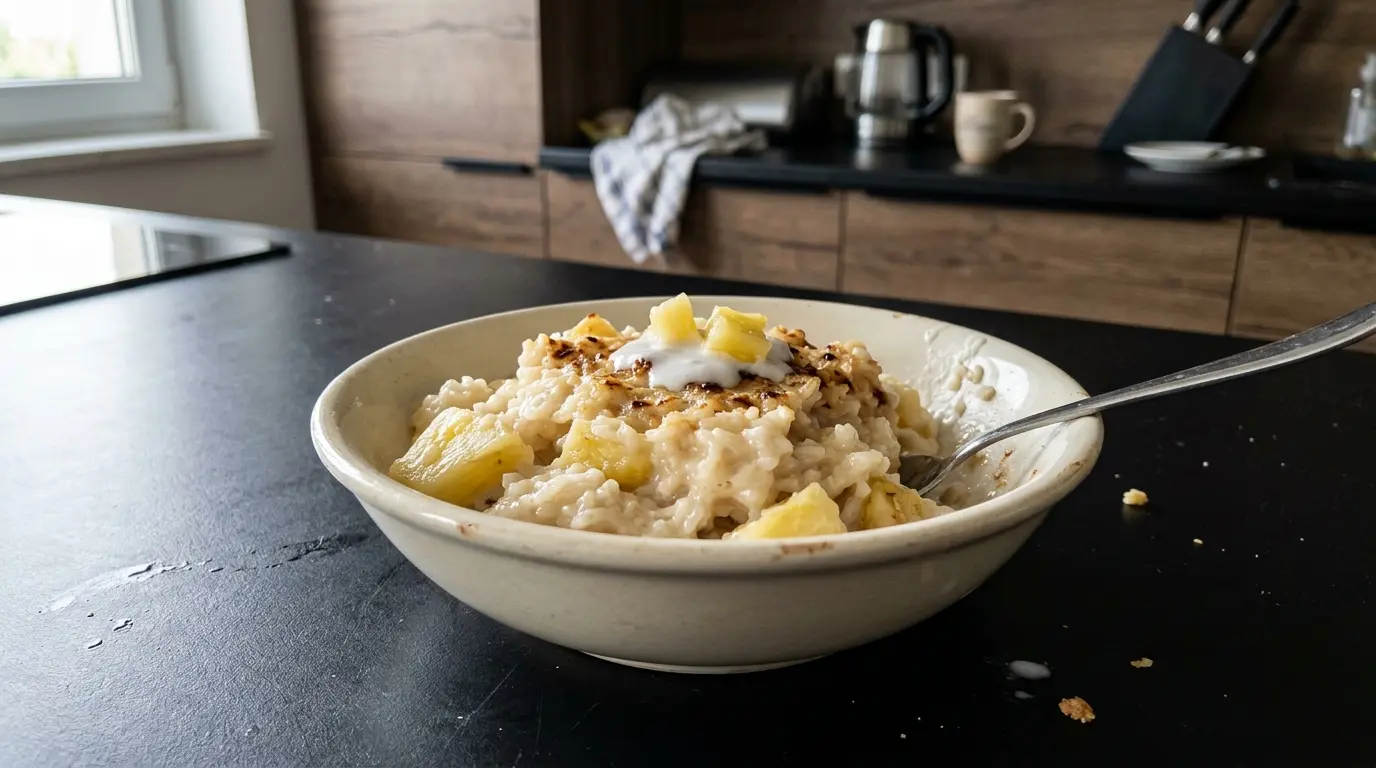 Dessert thaï au lait de coco et riz jasmin avec ananas