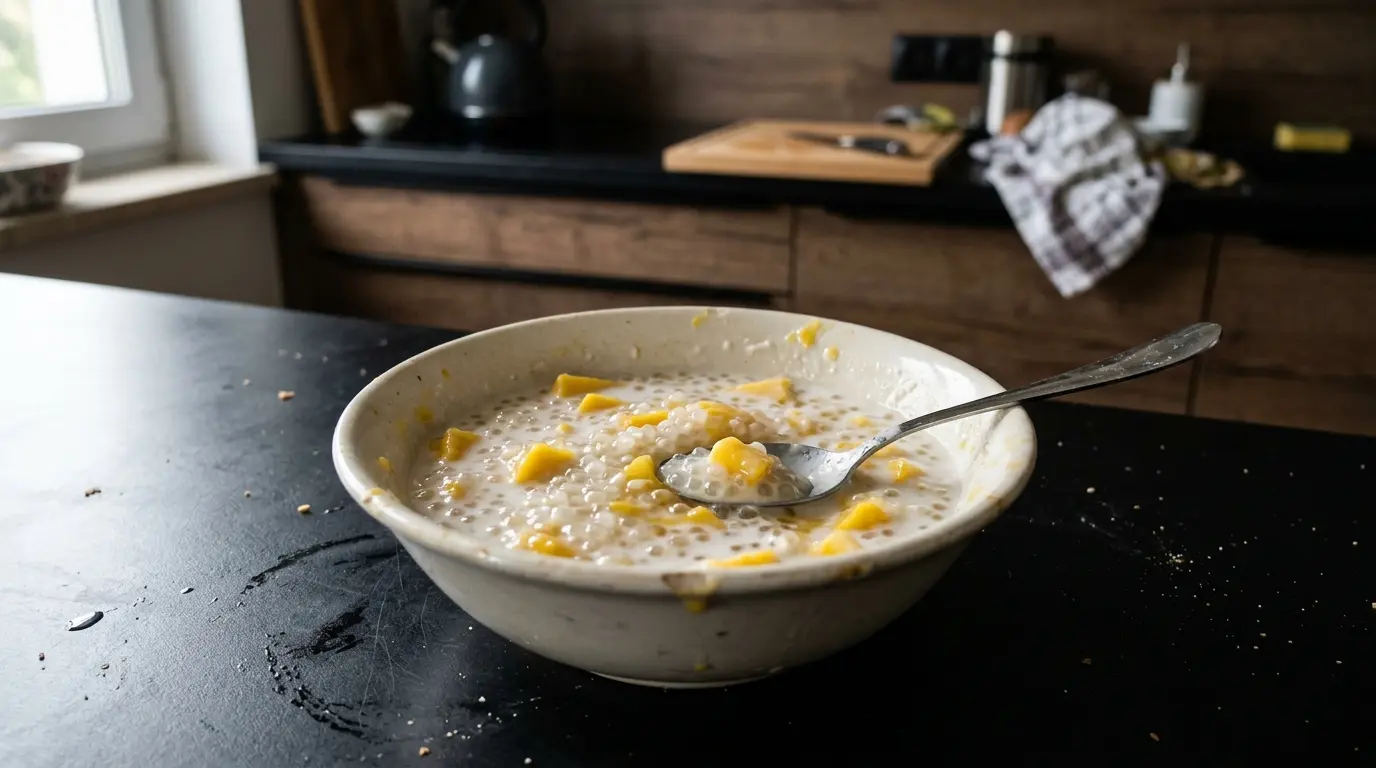 Dessert thaïlandais au lait de coco, tapioca et mangue
