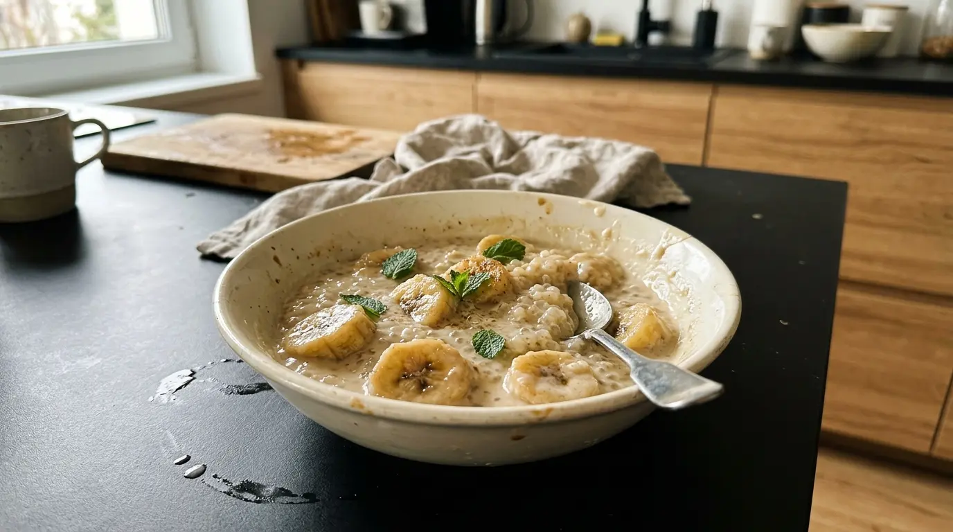Tajski deser kokosowy z tapioki i bananem