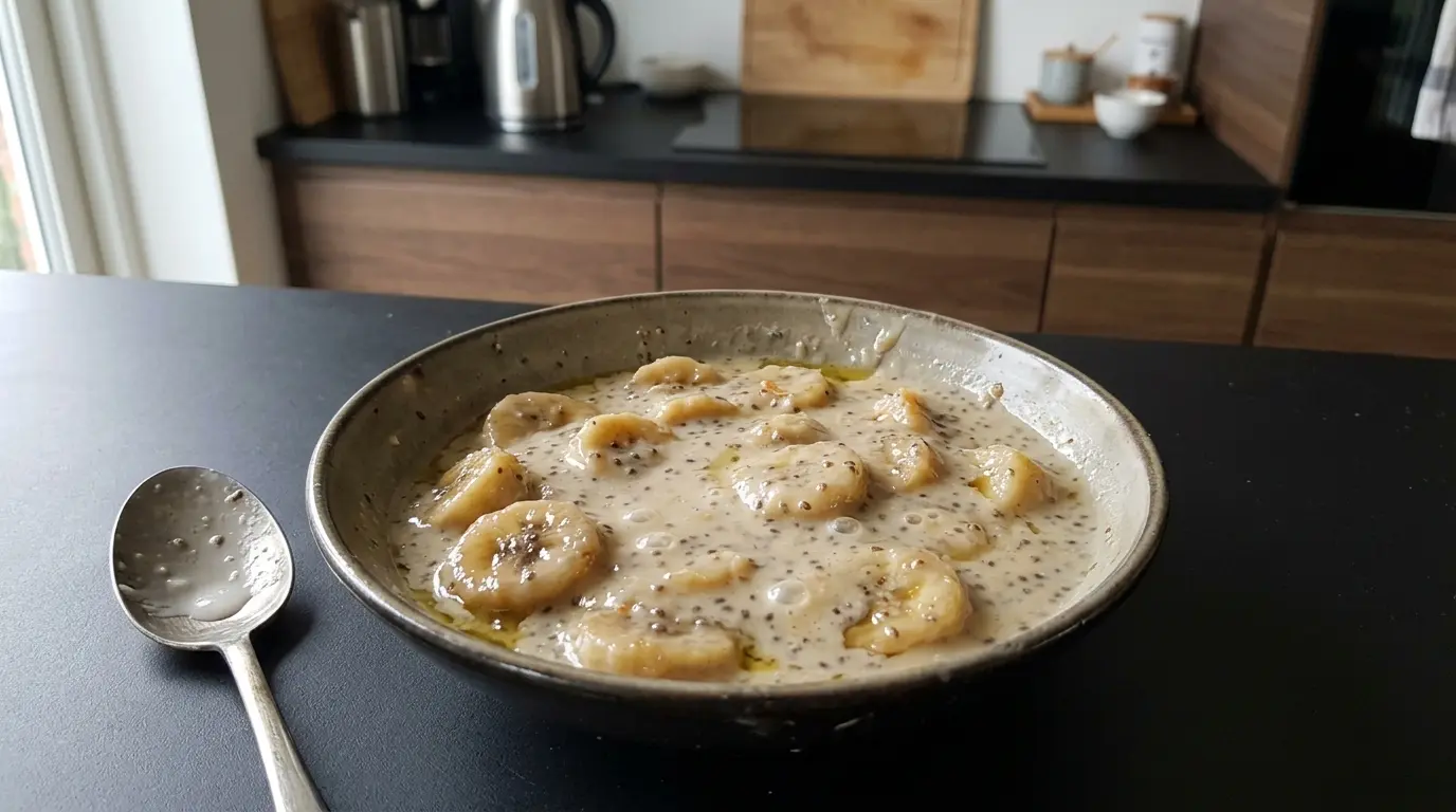 Thai Dessert with Banana, Coconut Milk and Chia Seeds