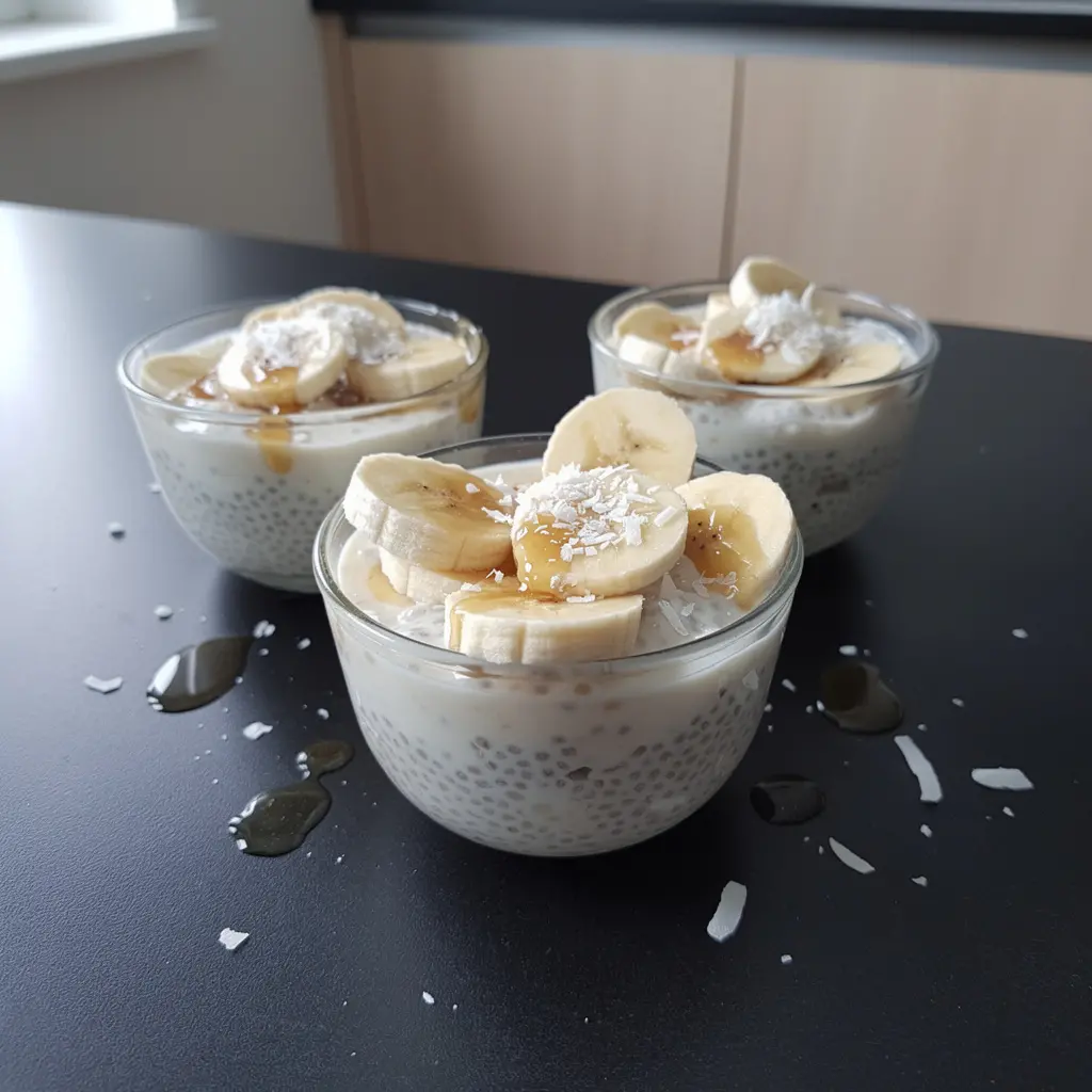 Thai Dessert with Banana, Coconut Milk and Chia Seeds