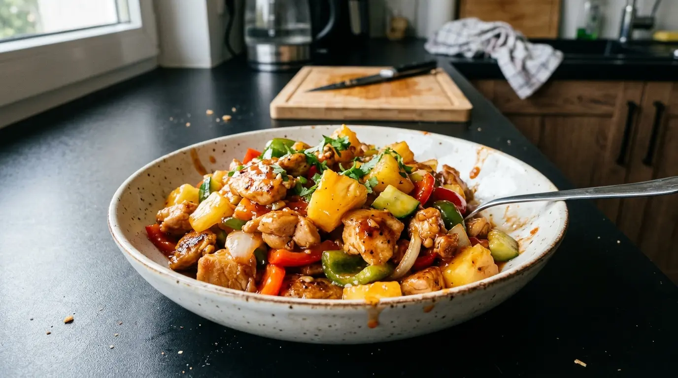 Tajski kurczak w sosie słodko-kwaśnym z ananasem