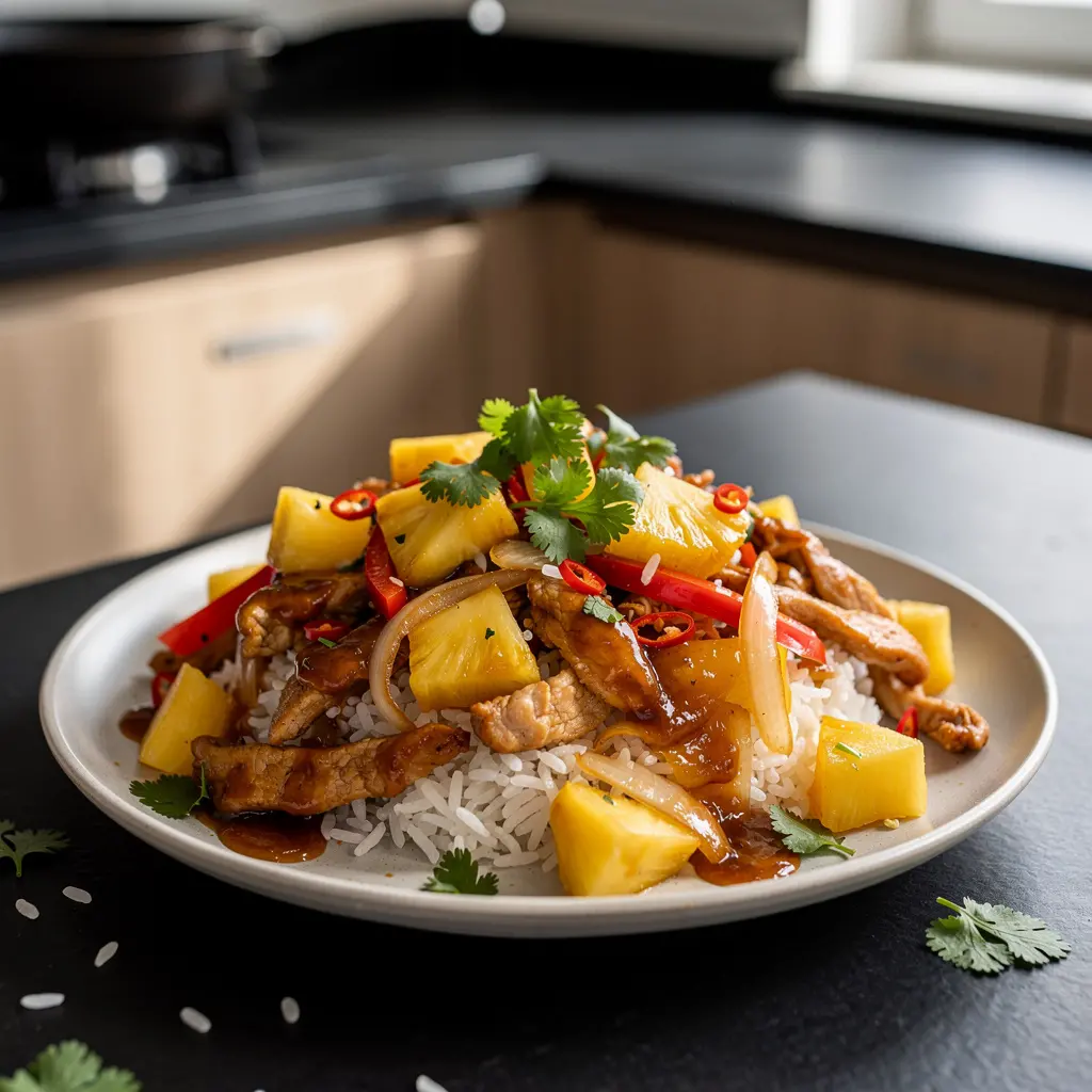 Tajski kurczak w sosie słodko-kwaśnym z ananasem