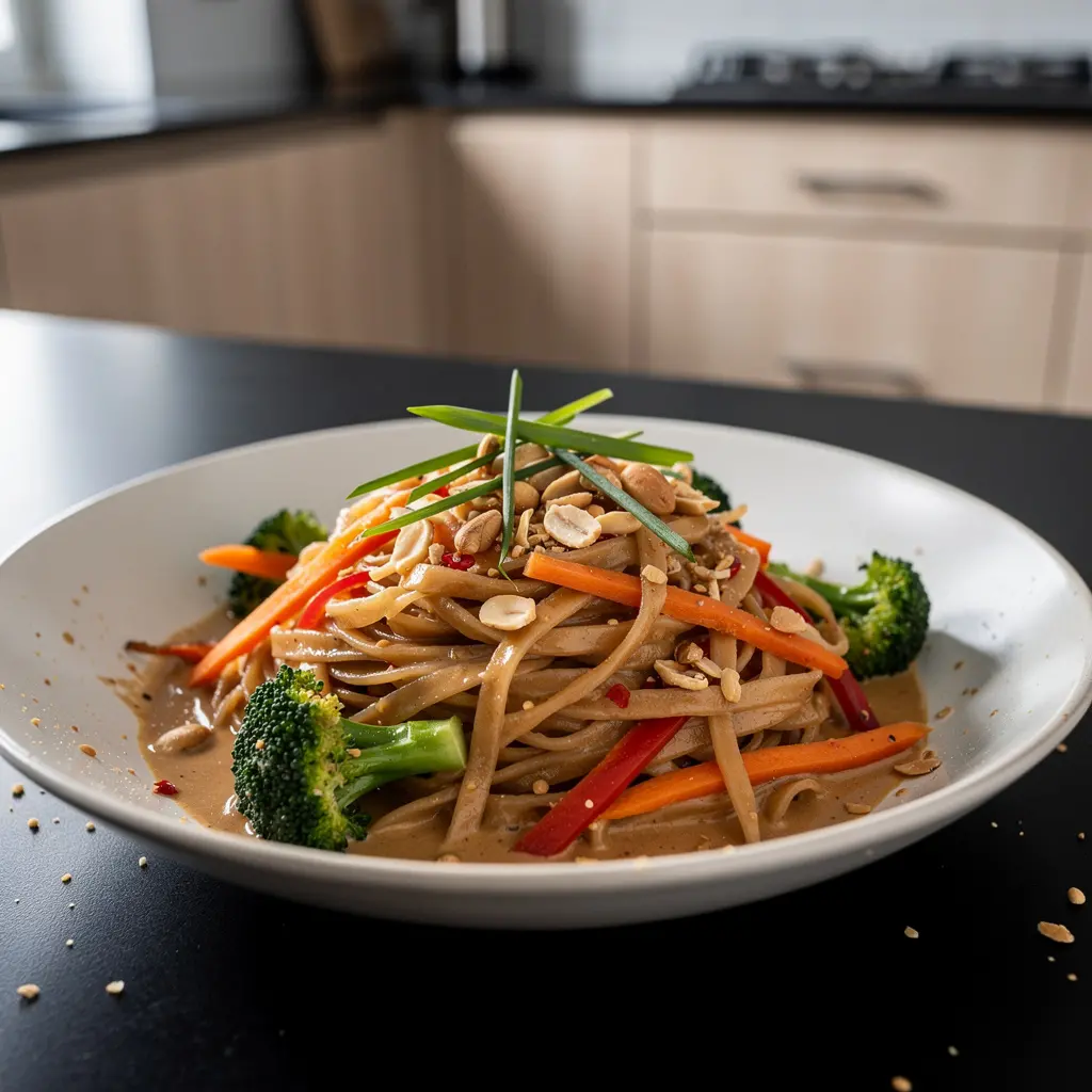 Thai Rice Noodles in Peanut Butter Sauce