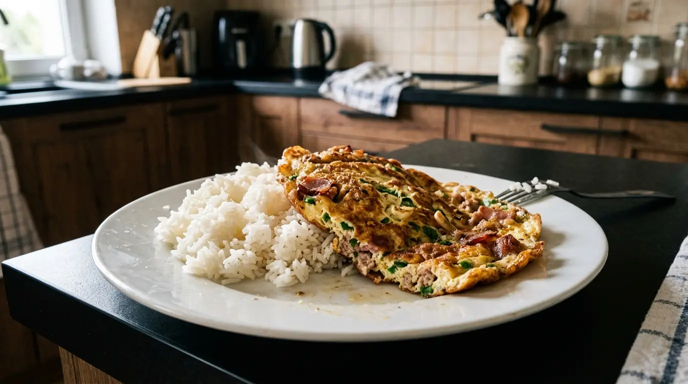 Tajski omlet z ryżem jaśminowym i boczkiem