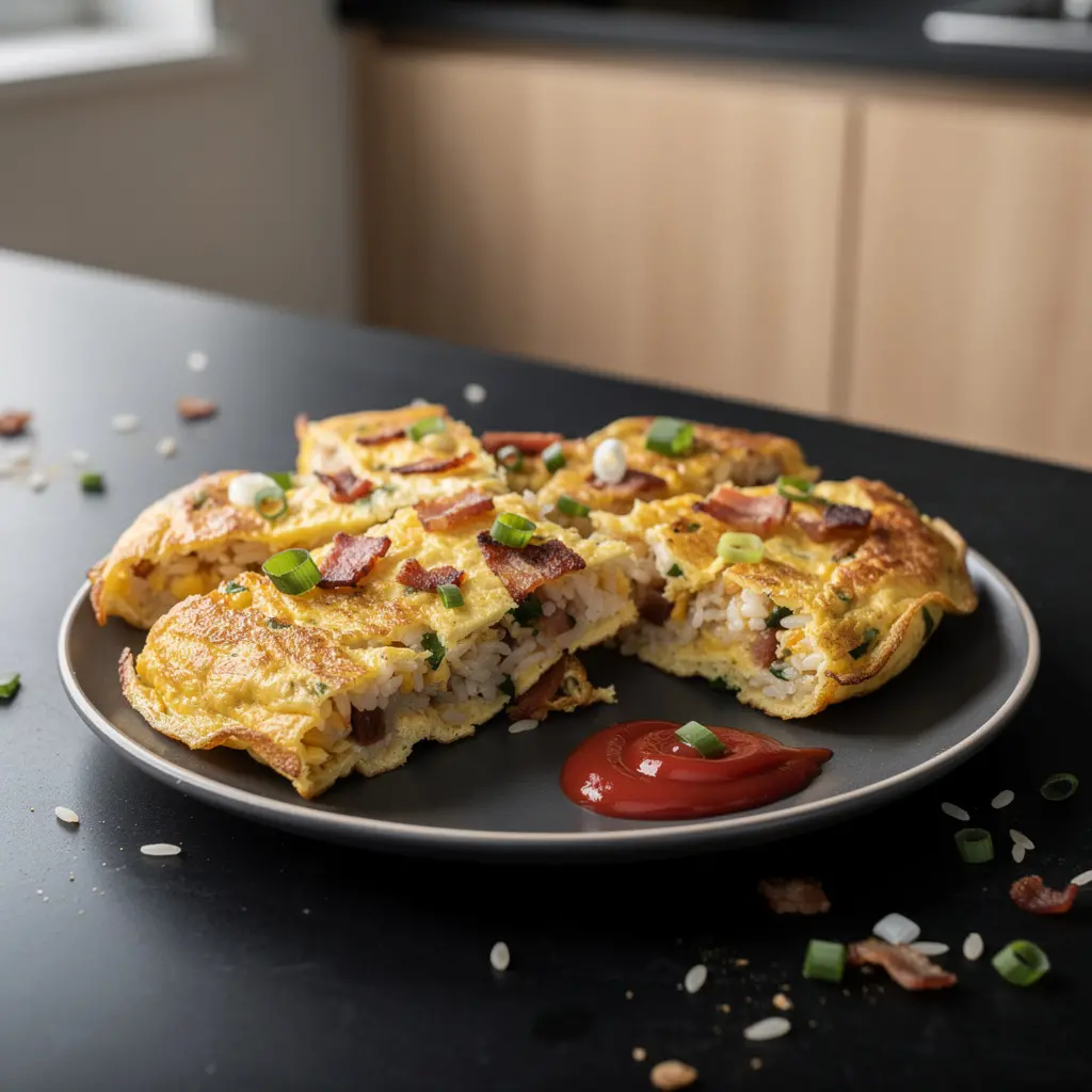 Tajski omlet z ryżem jaśminowym i boczkiem