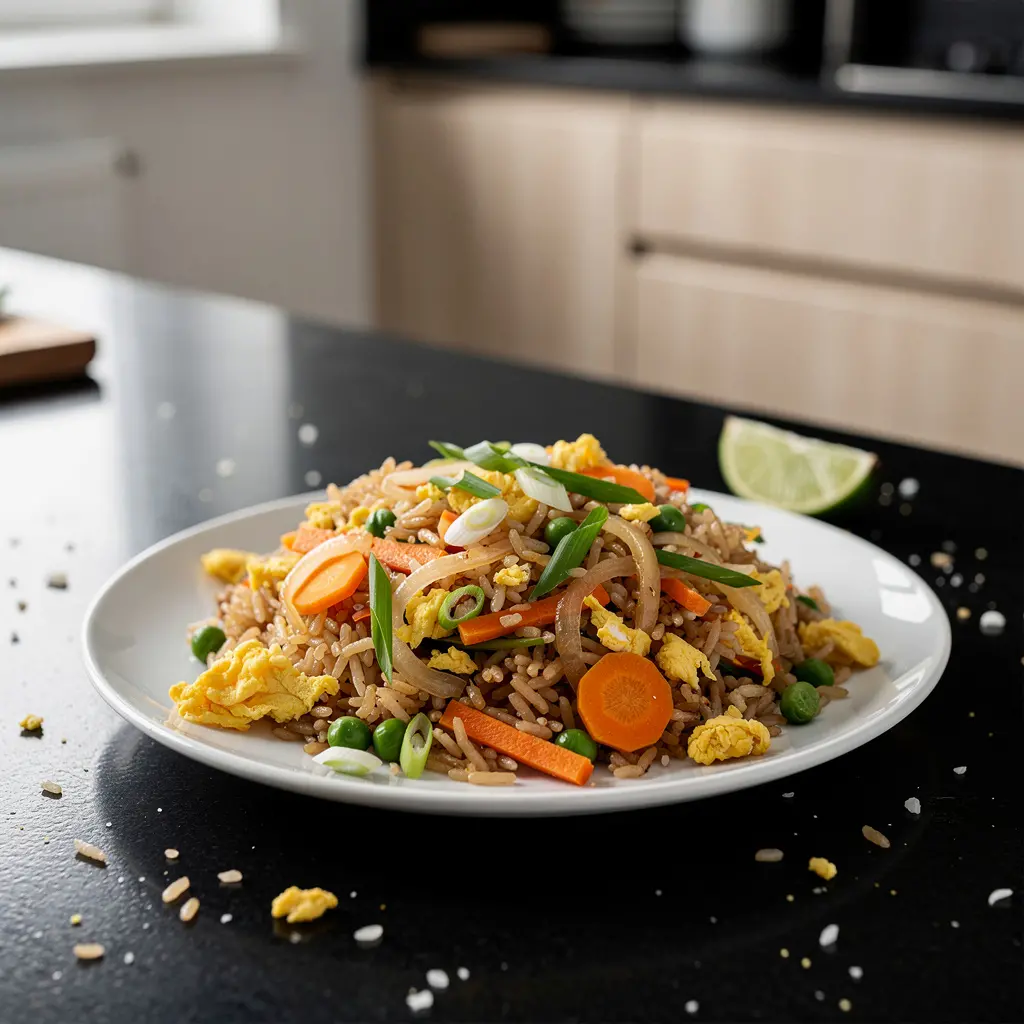 Tajski ryż jaśminowy smażony z warzywami i jajkiem