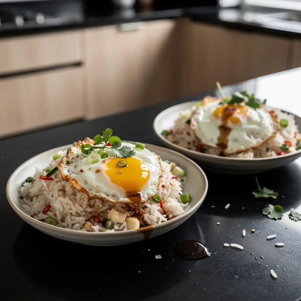 Tajski ryż jaśminowy z jajkiem i sosem z limonki