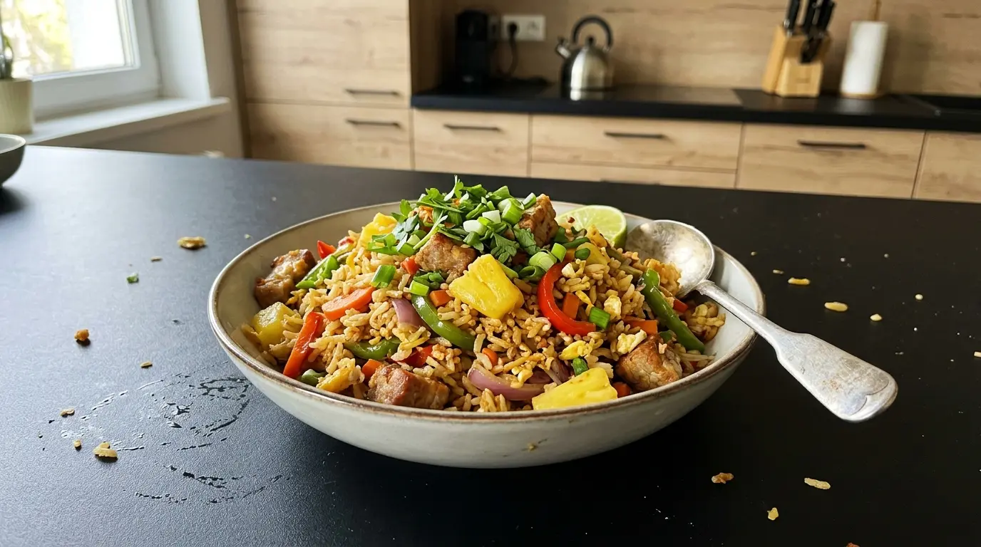 Riz thaï sauté à l’ananas et au porc