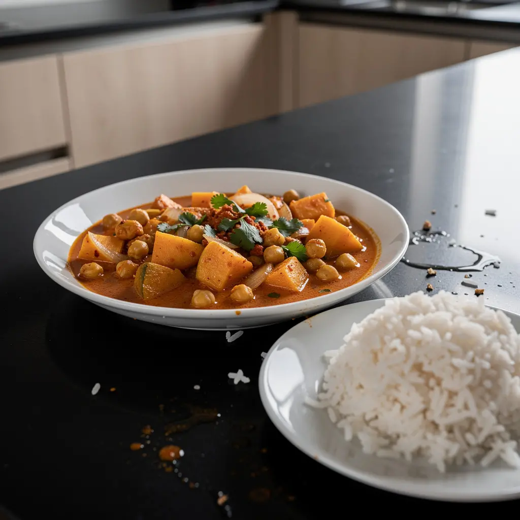 Tajskie curry czerwone z dynią i ciecierzycą