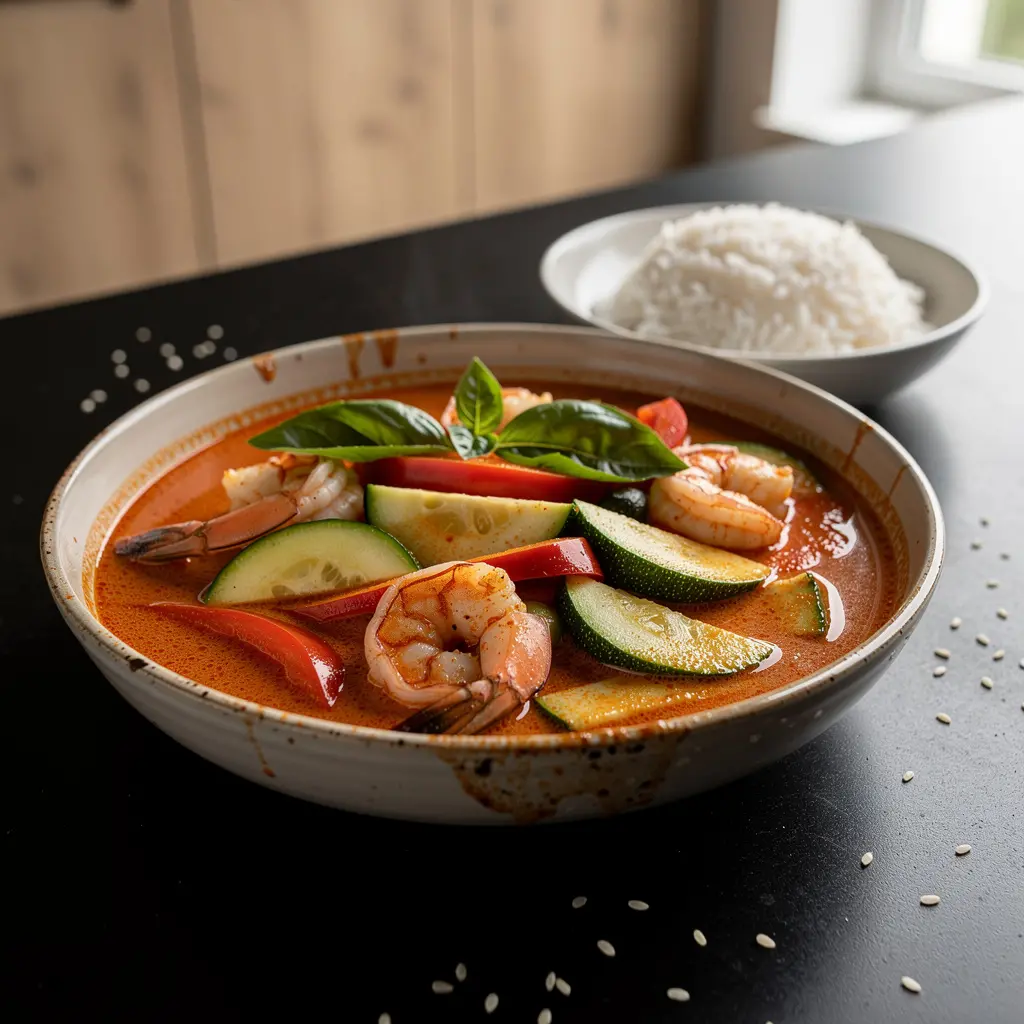 Thai Red Curry with Prawns and Zucchini
