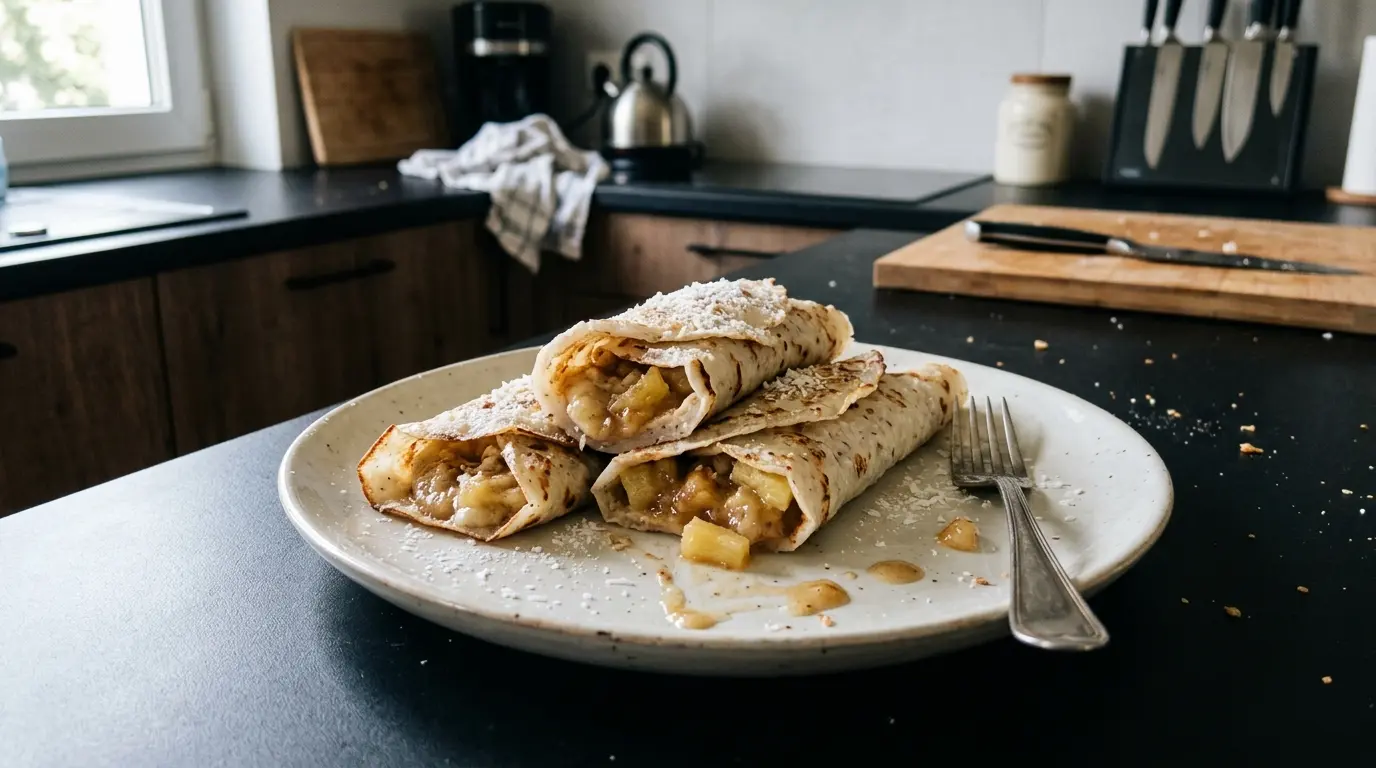 Tajskie naleśniki kokosowe z nadzieniem bananowo-ananasowym