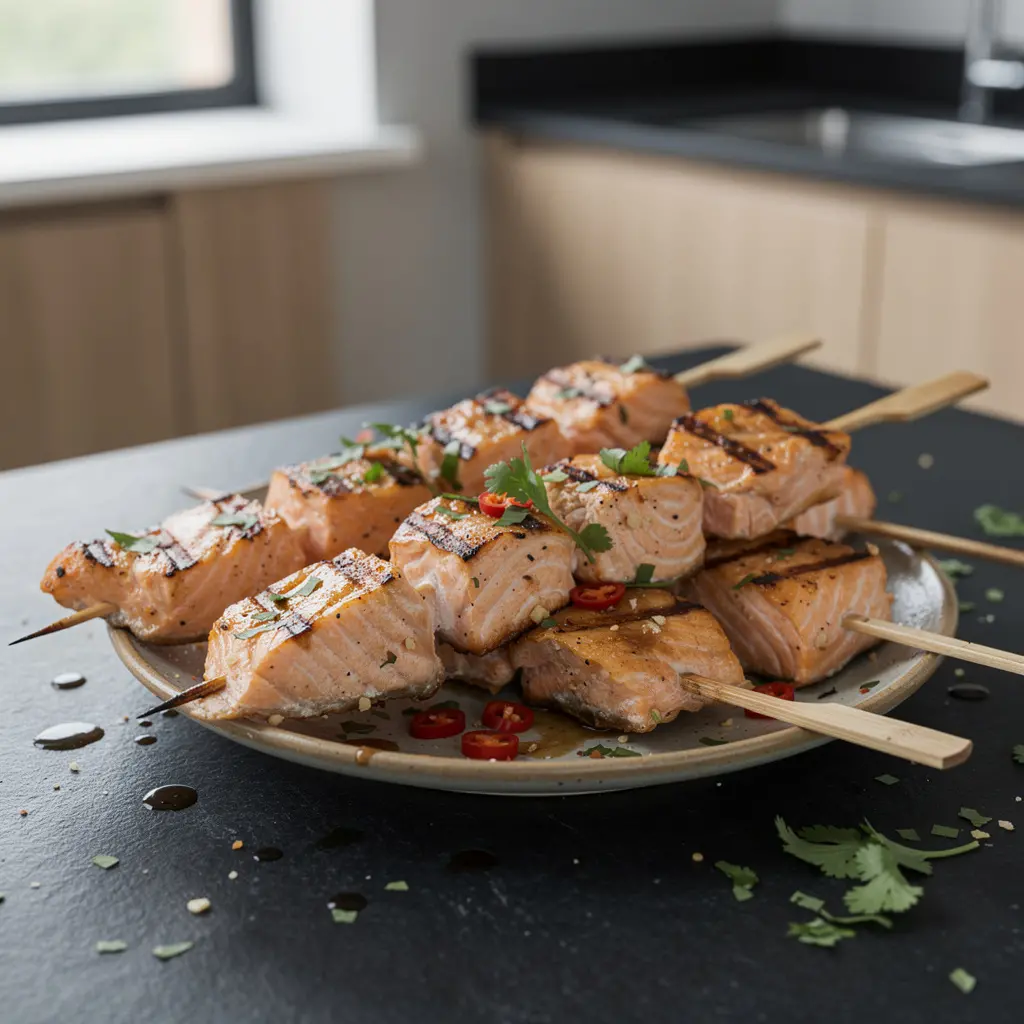 Thai Salmon Skewers in Lime-Coconut Marinade
