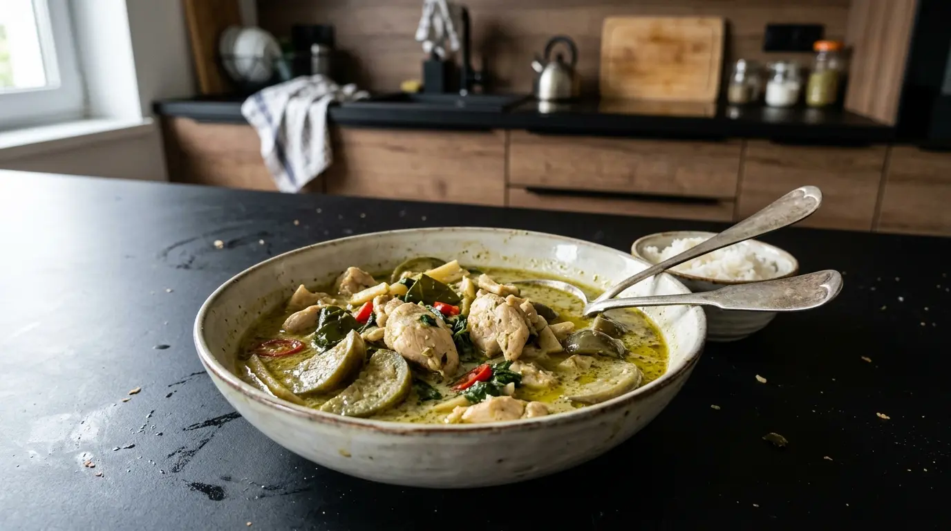 Tajskie zielone curry z kurczakiem i bakłażanem