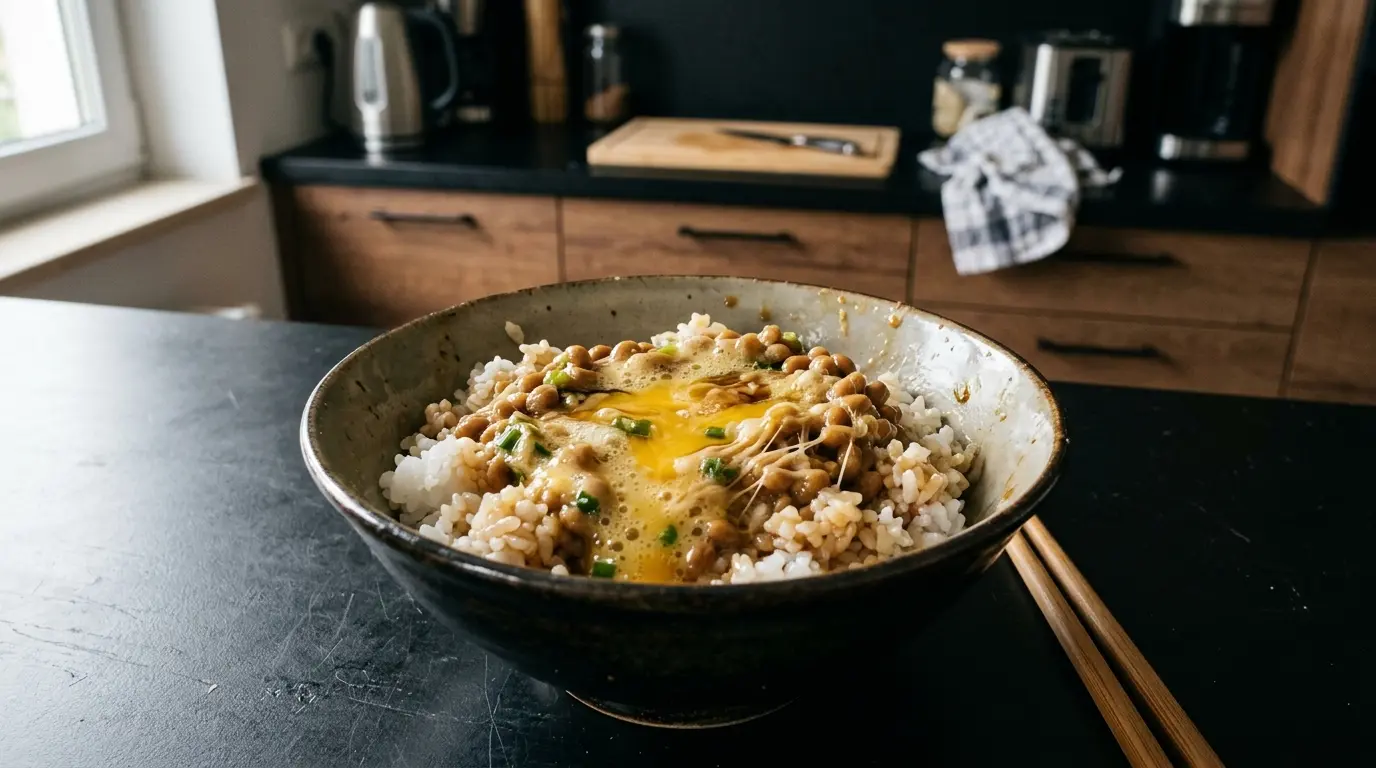 Tamagokake natto – ryż z jajkiem i sfermentowaną soją