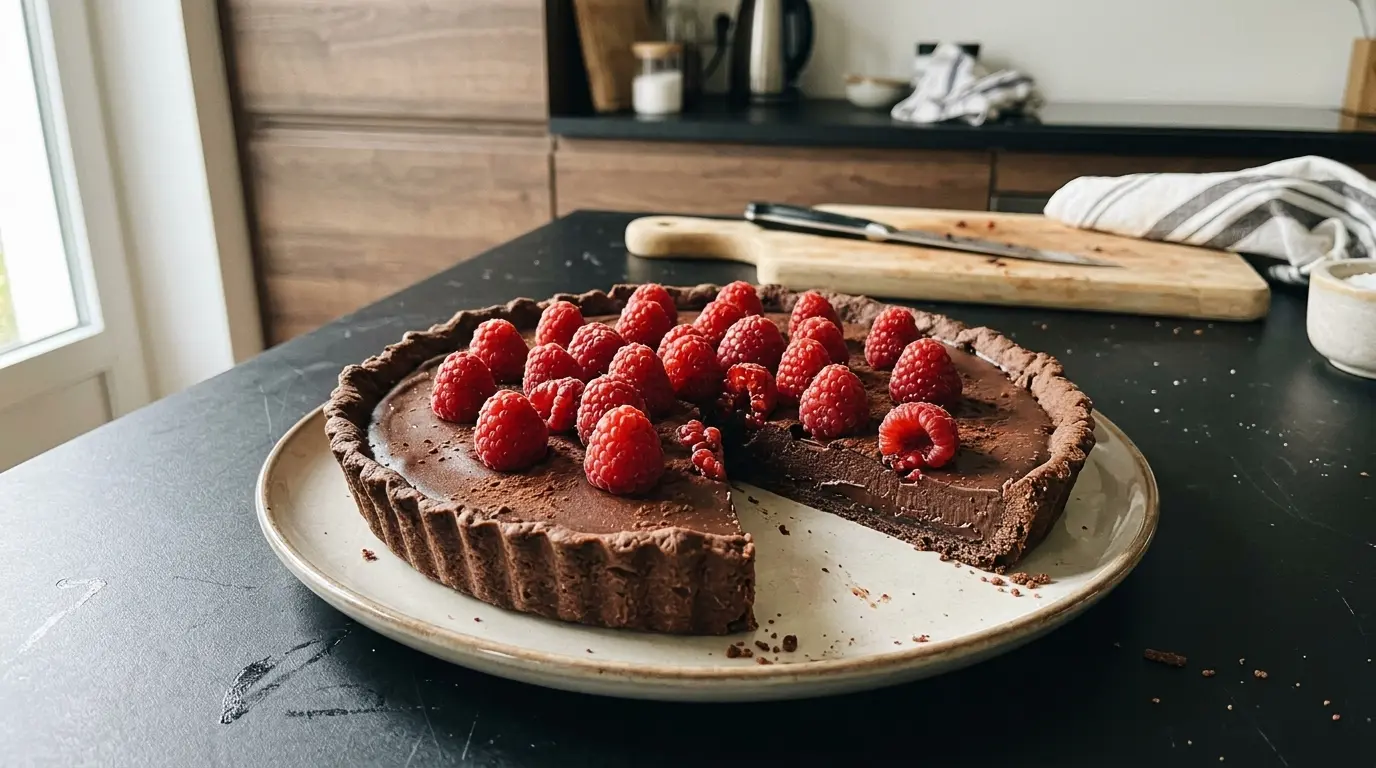 Tarte au chocolat et framboises – tarta czekoladowa z malinami