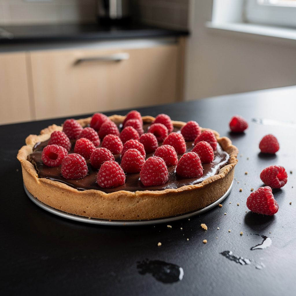 Tarte au chocolat et framboises – chocolate tart with raspberries