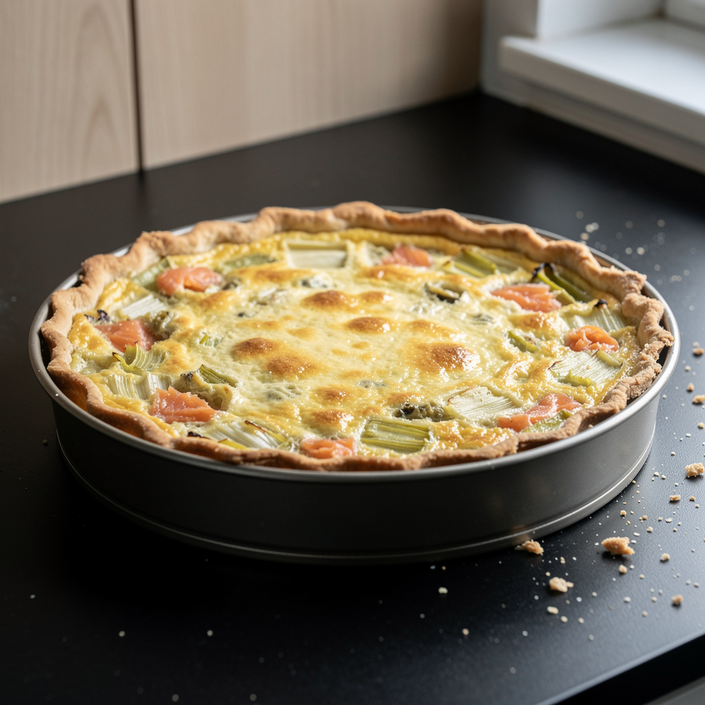 Tarte aux poireaux et saumon fumé – tarta z porem i wędzonym łososiem