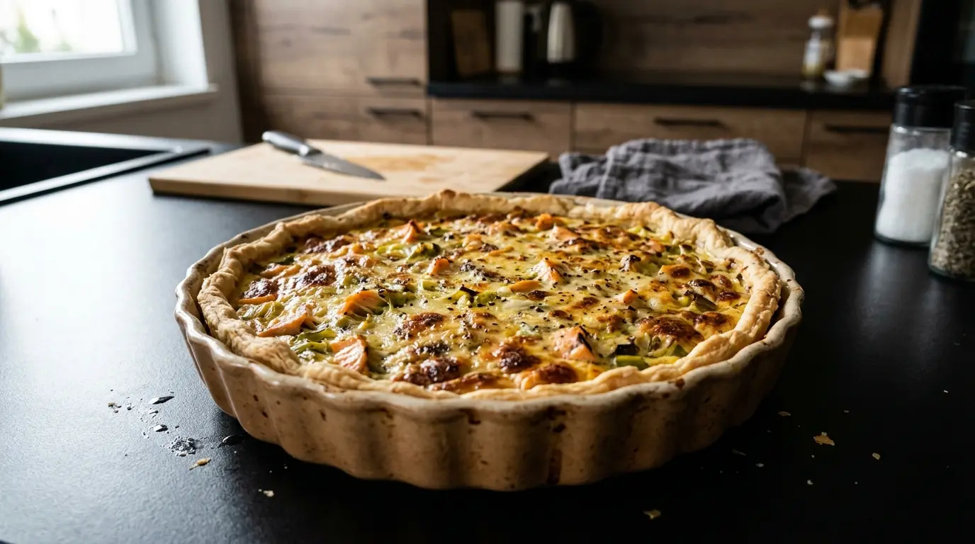 Tarte aux poireaux et saumon fumé – tarta z porem i wędzonym łososiem