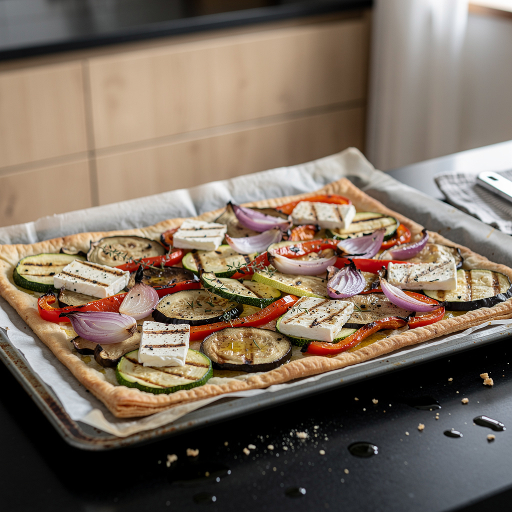 Tarte fine aux légumes grillés – Thin Tart with Grilled Vegetables