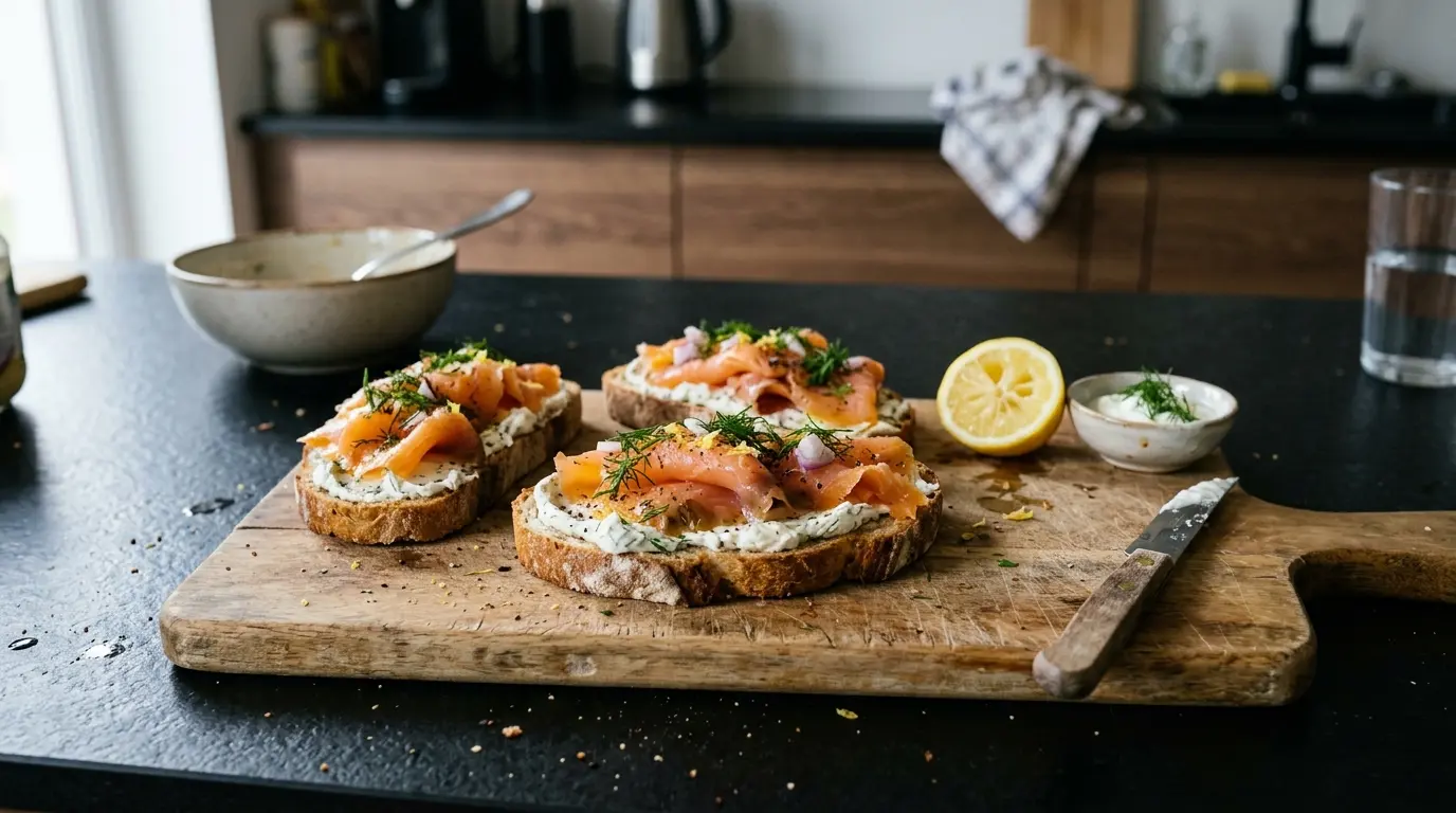 Tartines au saumon fumé – francuskie kanapki z wędzonym łososiem i serkiem