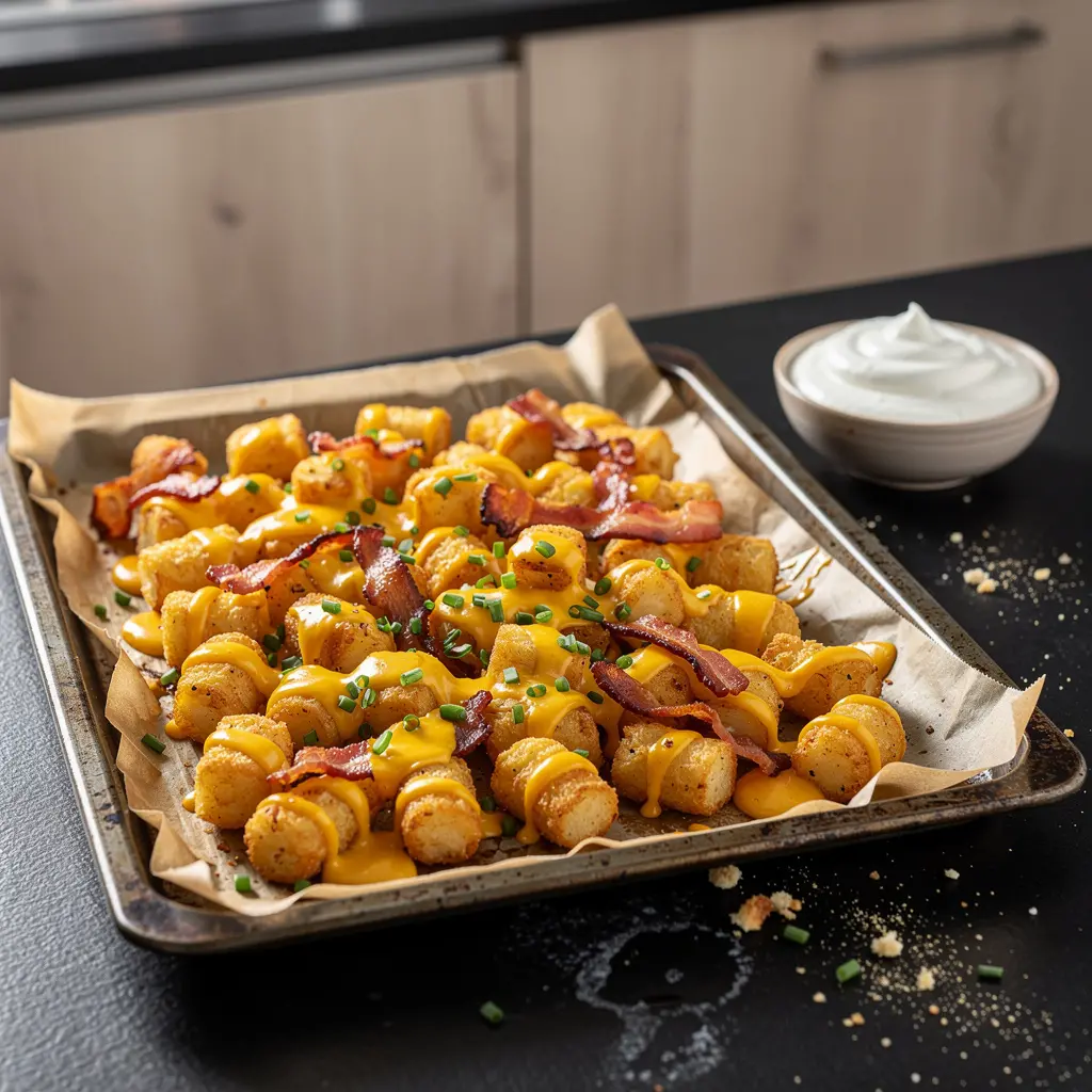 Tater tots zapiekane z serem i boczkiem
