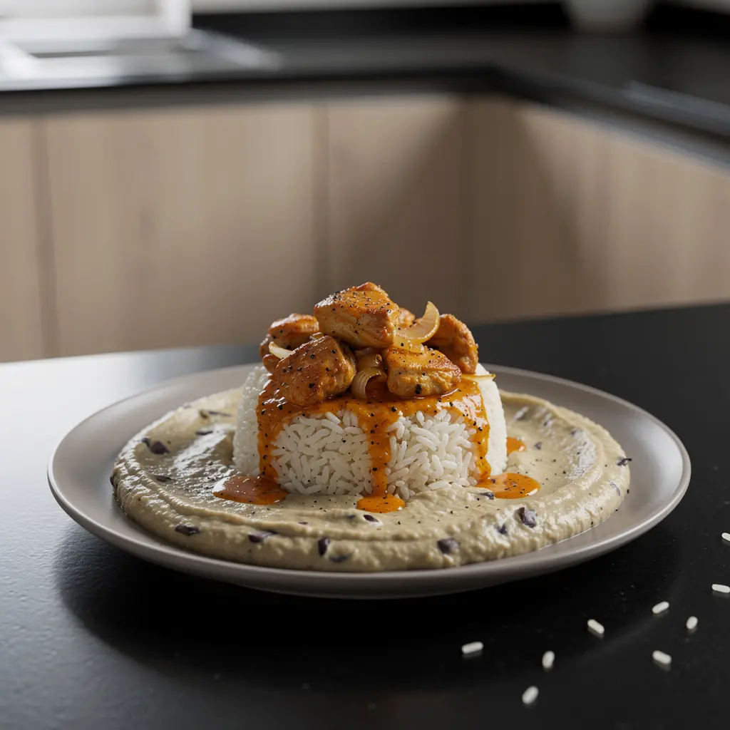 Tavuklu hünkar pilavı – ryż z kurczakiem na kremowym bakłażanie