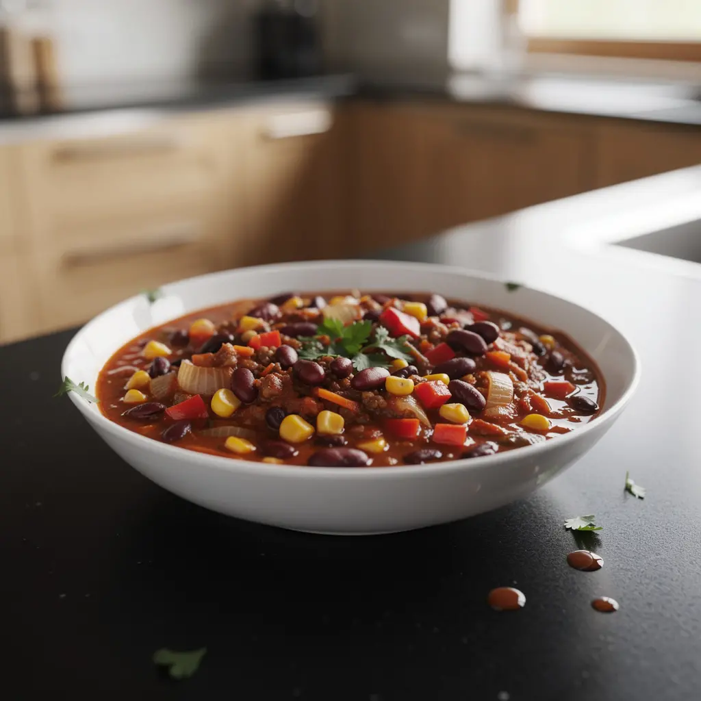 Tex-Mex chili sin carne z fasolą i kukurydzą