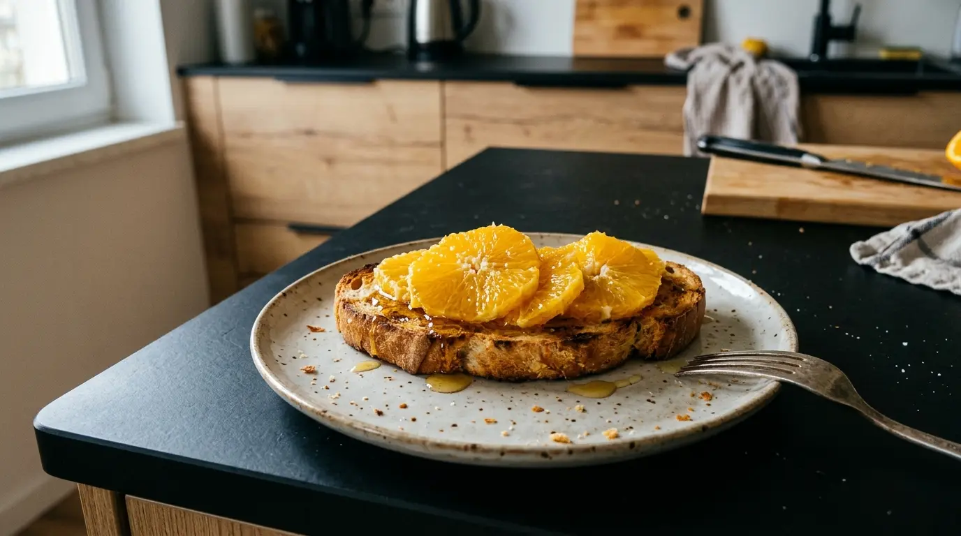 Tostada z oliwą, pomarańczą i miodem