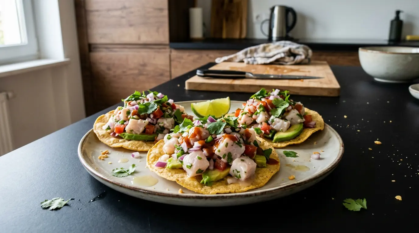 Tostadas de ceviche z rybą i limonką