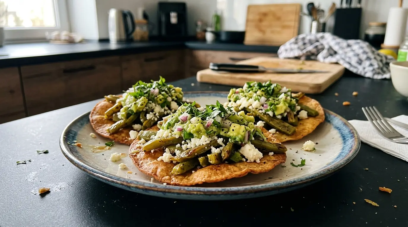 Tostadas z kaktusem, serem i salsą z awokado