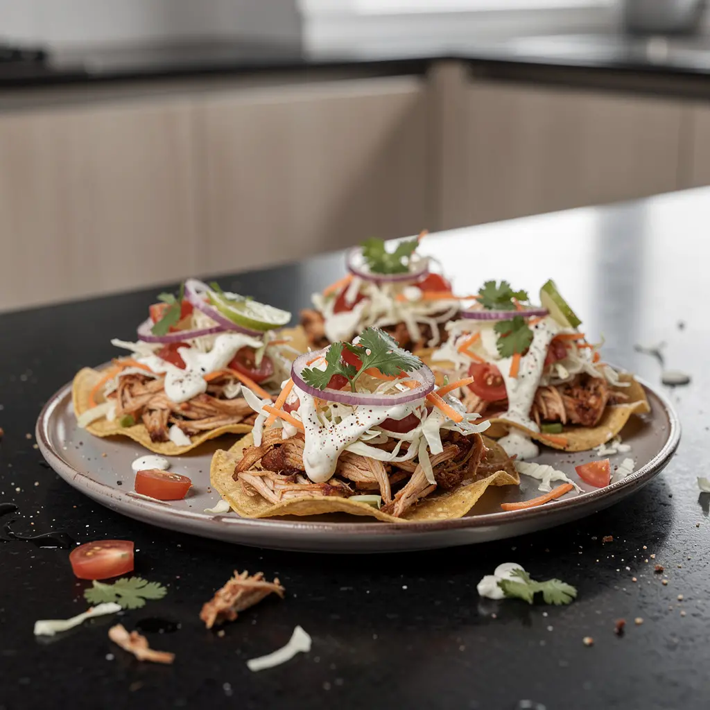 Tostadas z kurczakiem i sałatką z kapusty