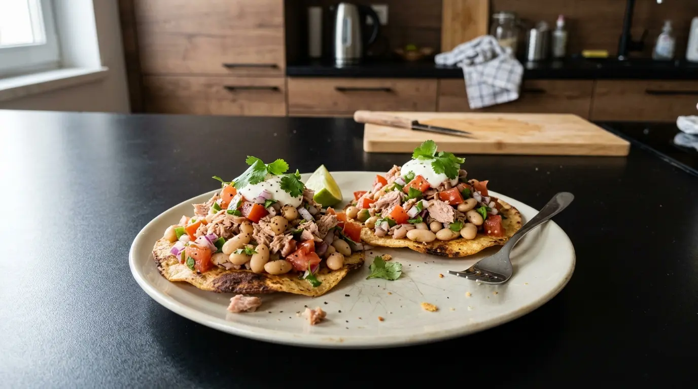 Tostadas z tuńczykiem i fasolą
