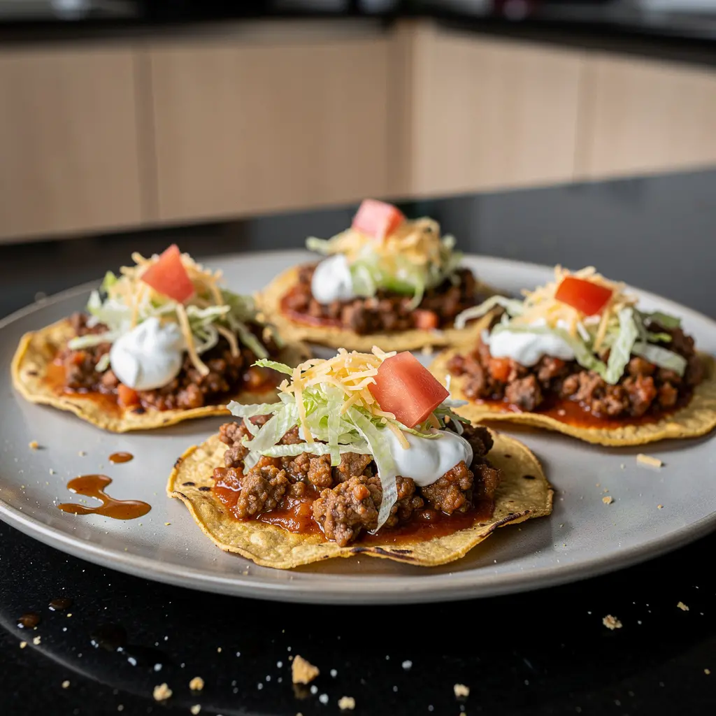 Tostadas z wołowiną w sosie pomidorowo-chili