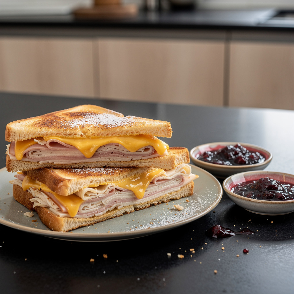 Tosty Monte Cristo z szynką, indykiem i serem