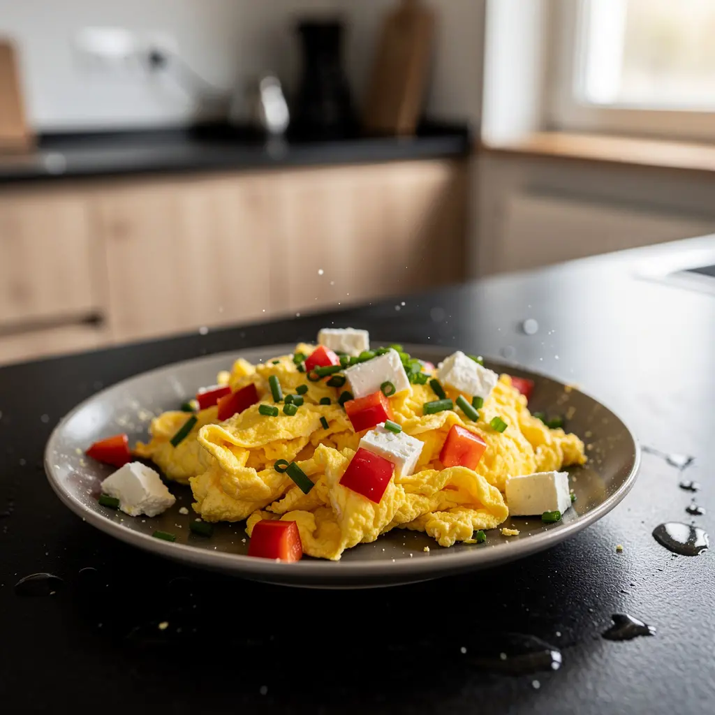 Turecka jajecznica z papryką i białym serem