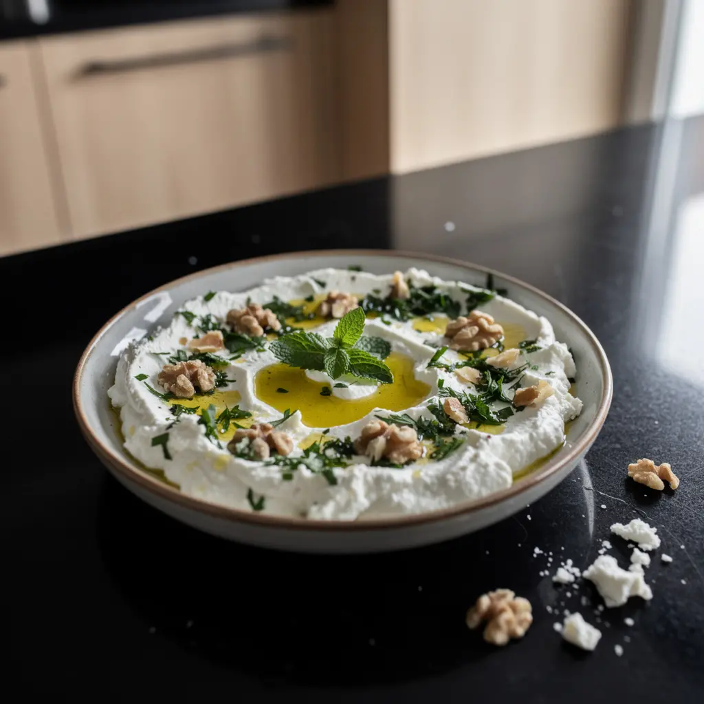 Turecka pasta z białego sera z miętą i orzechami