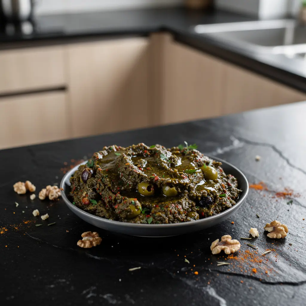 Türkischer Aufstrich aus Oliven und Walnüssen