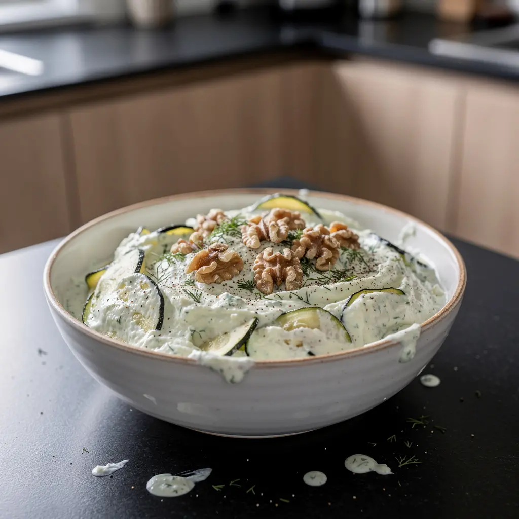 Turecka pasta z pieczonej cukinii z jogurtem i czosnkiem