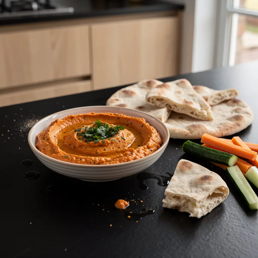 Turecka pasta z pieczonej papryki i sera owczego