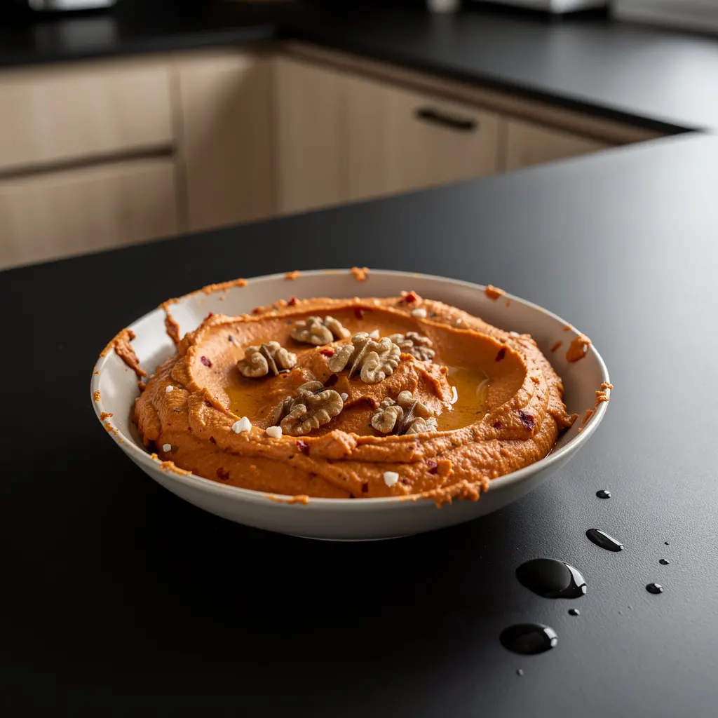 Turecka pasta z pieczonej papryki i sera owczego