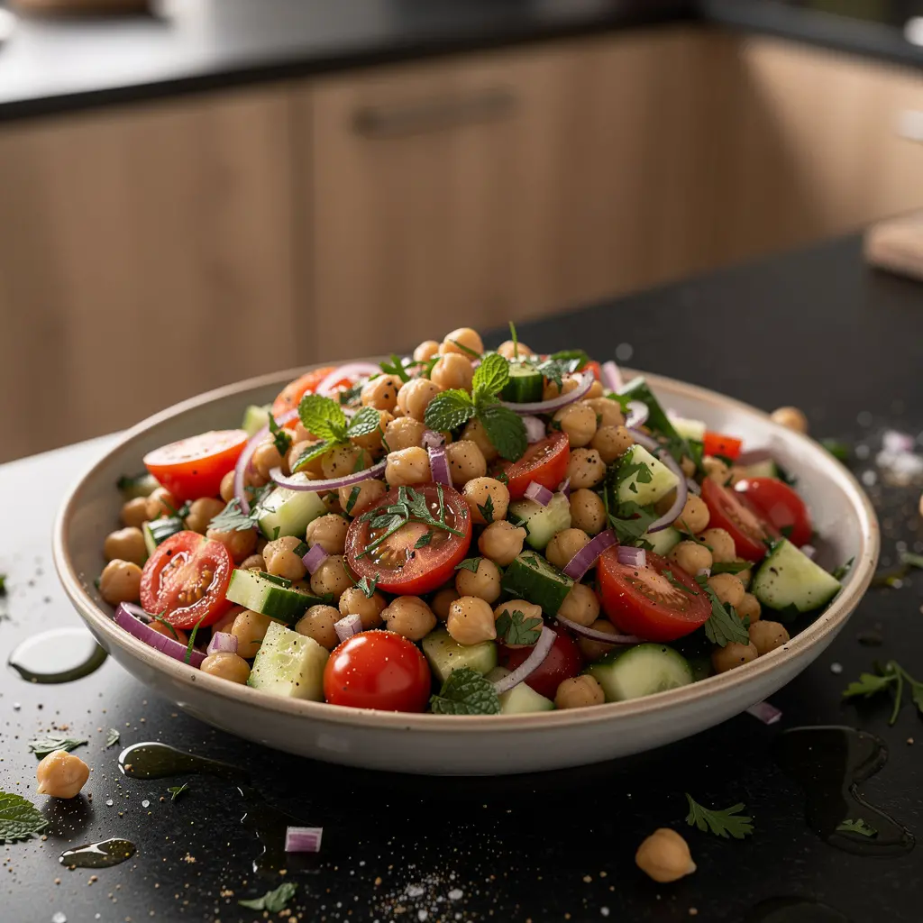 Türkischer Kichererbsensalat mit Tomaten und Kräutern