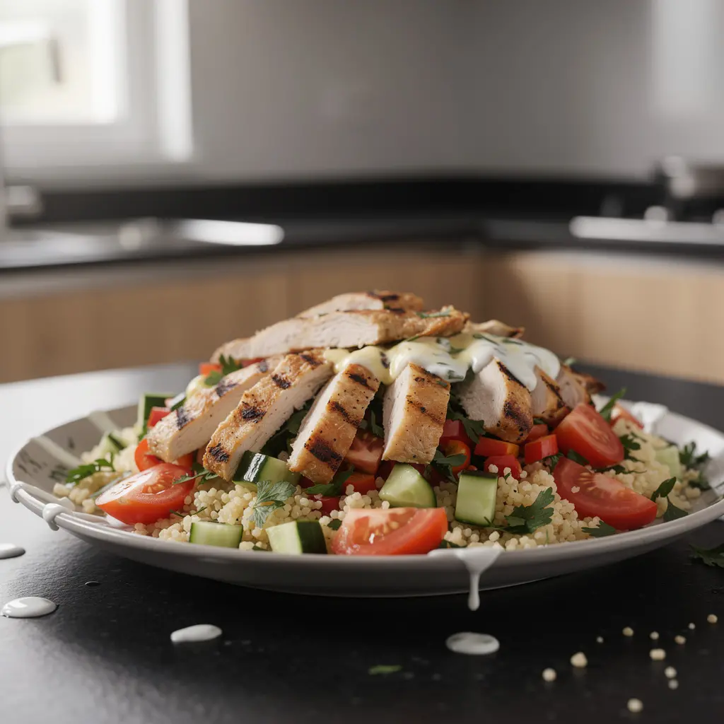 Turecka sałatka z grillowanego kurczaka i kuskusu