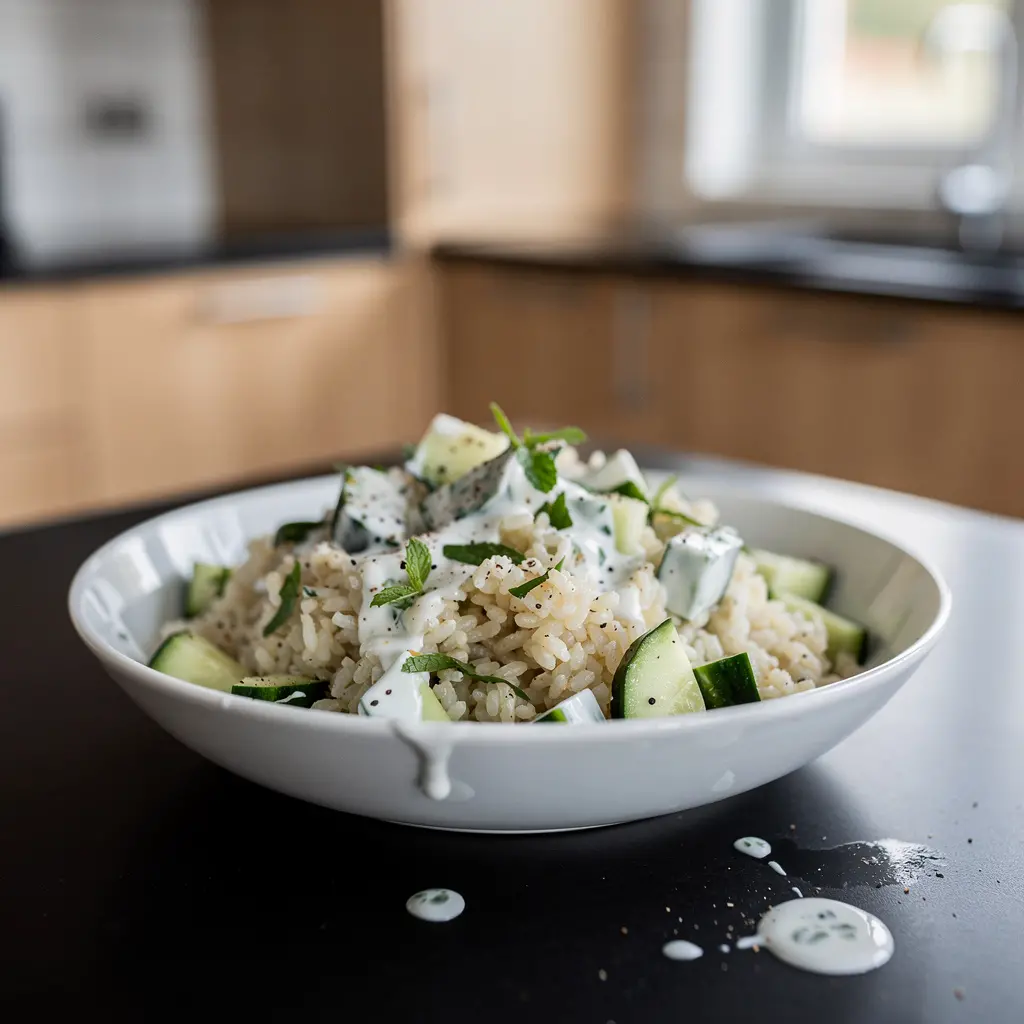 Turecka sałatka z kaszy bulgur z ogórkiem i jogurtem z miętą