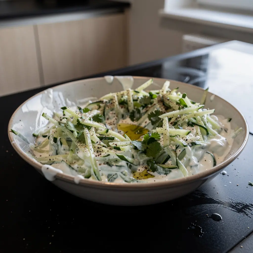 Insalata turca di cetriolo, yogurt e coriandolo