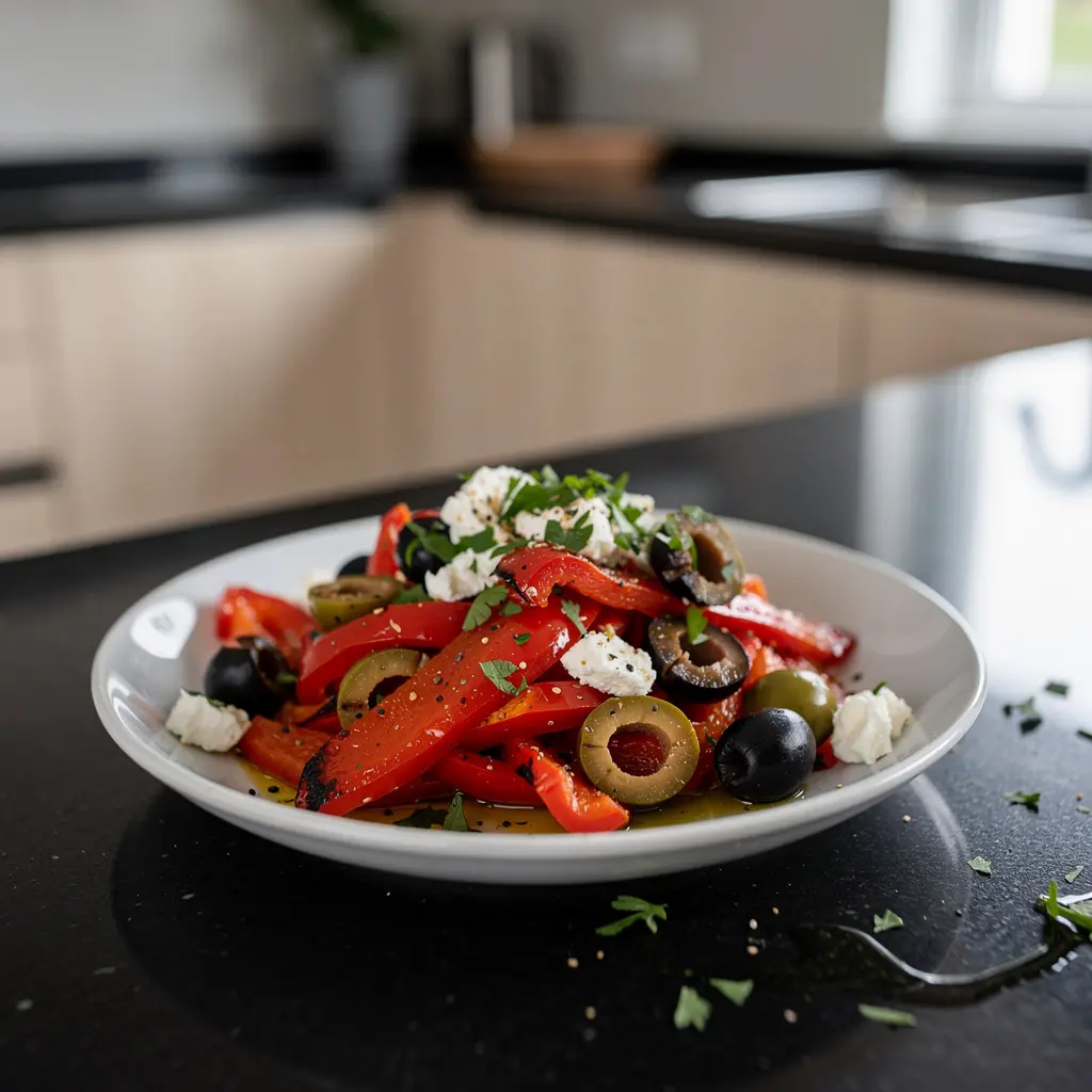 Turecka sałatka z pieczonej papryki i sera owczego