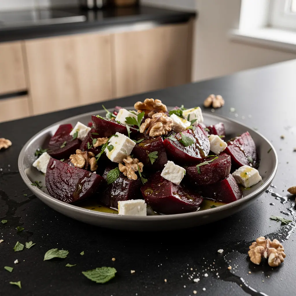 Ensalada turca de remolacha asada y queso de oveja